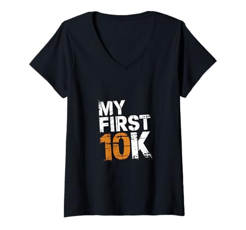 Damen My First 10K Anfänger-Erfolgsmarathon |- T-Shirt mit V-Ausschnitt Damen My First 10K Anfänger-Erfolgsmarathon |- T-Shirt mit V-Ausschnitt von Neuer Läufer-Erfolg