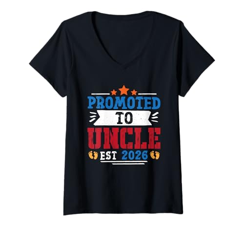 Damen Bald Onkel Promoted to Uncle 2026 Loading Onkel T-Shirt mit V-Ausschnitt Damen Bald Onkel Promoted to Uncle 2026 Loading Onkel T-Shirt mit V-Ausschnitt von Neues Baby Geschenk Nachwuchs T-Shirt Familie Set