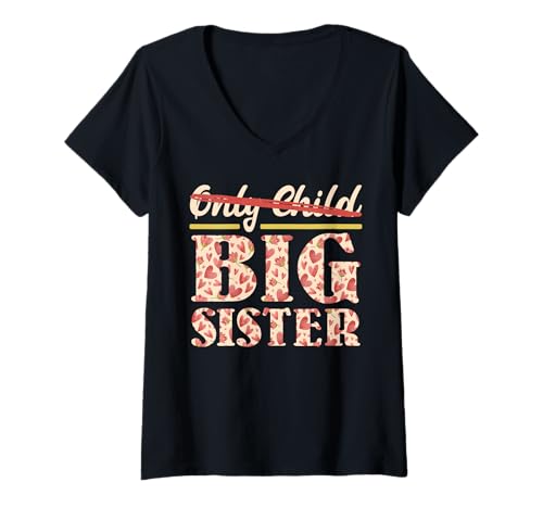 Damen Bald Schwester ONLY Child Big SIS Lustiges Schwestern T-Shirt mit V-Ausschnitt von Neues Baby Geschenk Nachwuchs T-Shirt Familie Set