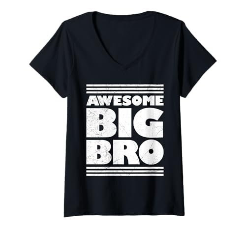 Damen Bruderherz Awesome Big BRO Lustiges Brüder T-Shirt mit V-Ausschnitt von Neues Baby Geschenk Nachwuchs T-Shirt Familie Set
