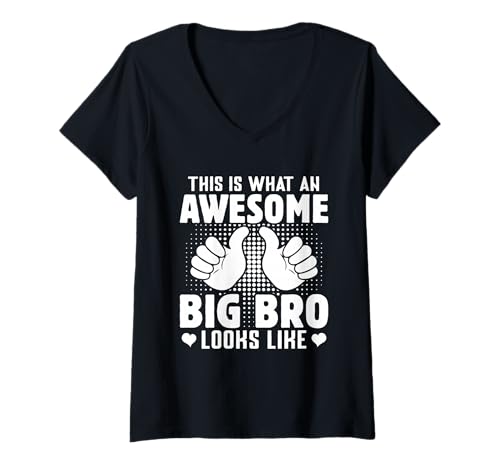Damen Brüder This is What AN Awesome Big BRO Looks Bruder T-Shirt mit V-Ausschnitt von Neues Baby Geschenk Nachwuchs T-Shirt Familie Set