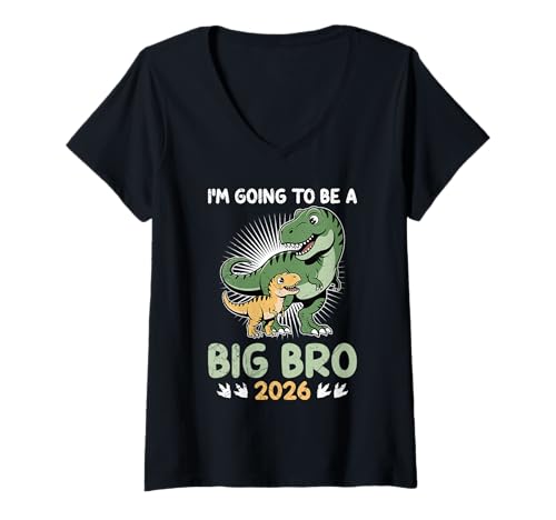 Damen Familie Set ICH WERDE 2026 Bruder LUSTIG Nachwuchs T-Shirt mit V-Ausschnitt von Neues Baby Geschenk Nachwuchs T-Shirt Familie Set