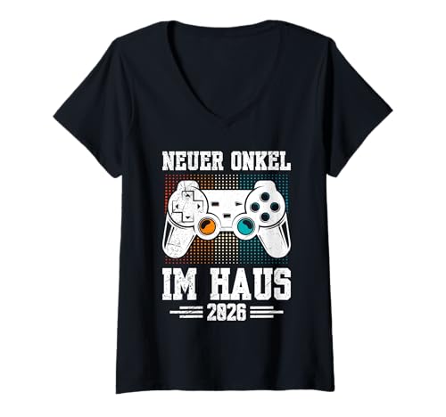 Damen Familie Set New Uncle ON The Block 2026 LUSTIG Neues Baby T-Shirt mit V-Ausschnitt von Neues Baby Geschenk Nachwuchs T-Shirt Familie Set