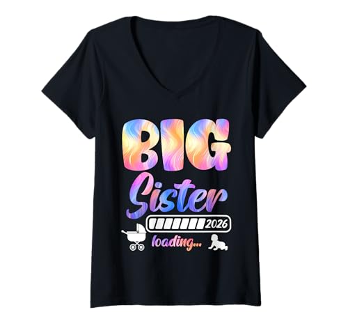 Damen Geschwister Big SIS 2026 Loading Lustiges Schwestern T-Shirt mit V-Ausschnitt Damen Geschwister Big SIS 2026 Loading Lustiges Schwestern T-Shirt mit V-Ausschnitt von Neues Baby Geschenk Nachwuchs T-Shirt Familie Set