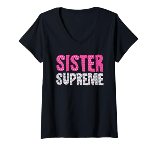 Damen Geschwister Sister SURPREME Lustiges Schwestern T-Shirt mit V-Ausschnitt von Neues Baby Geschenk Nachwuchs T-Shirt Familie Set