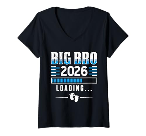 Damen Nachwuchs Bruder IN Arbeit 2026 Lustiges Älterer Bruder T-Shirt mit V-Ausschnitt von Neues Baby Geschenk Nachwuchs T-Shirt Familie Set
