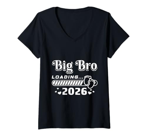 Damen Nachwuchs Bruder IN Arbeit 2026 Lustiges Älterer Bruder T-Shirt mit V-Ausschnitt von Neues Baby Geschenk Nachwuchs T-Shirt Familie Set