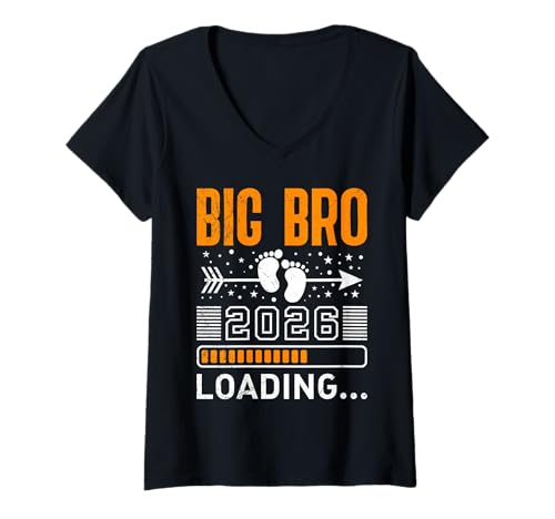 Damen Nachwuchs Bruder IN Arbeit 2026 Lustiges Älterer Bruder T-Shirt mit V-Ausschnitt von Neues Baby Geschenk Nachwuchs T-Shirt Familie Set