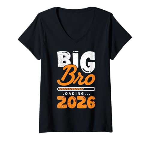 Damen Nachwuchs Bruder IN Arbeit 2026 Lustiges Älterer Bruder T-Shirt mit V-Ausschnitt von Neues Baby Geschenk Nachwuchs T-Shirt Familie Set