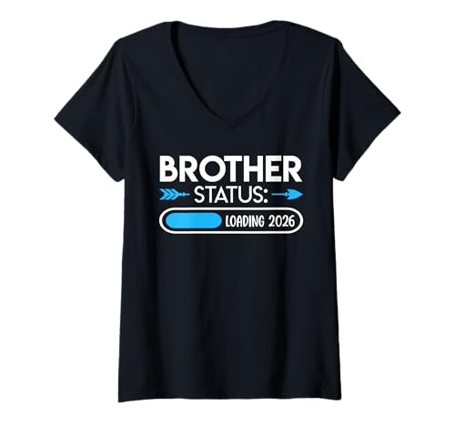 Damen Nachwuchs Bruder Status LÄDT 2026 Lustiges Brüder T-Shirt mit V-Ausschnitt von Neues Baby Geschenk Nachwuchs T-Shirt Familie Set