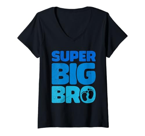 Damen Nachwuchs SUPER Big BRO Lustiges Neues Familienmitglied T-Shirt mit V-Ausschnitt von Neues Baby Geschenk Nachwuchs T-Shirt Familie Set