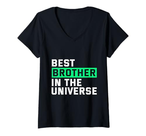 Damen Neues Baby Bester Bruder IM Universum Lustiges Brüder T-Shirt mit V-Ausschnitt von Neues Baby Geschenk Nachwuchs T-Shirt Familie Set