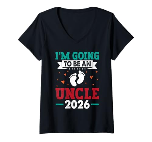 Damen Neues Baby Going to BE AN Aunt 2026 Lustiges Tanten T-Shirt mit V-Ausschnitt von Neues Baby Geschenk Nachwuchs T-Shirt Familie Set