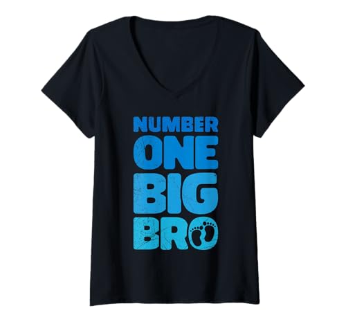 Damen Neues Baby Number ONE Big BRO Lustiges Brüder T-Shirt mit V-Ausschnitt von Neues Baby Geschenk Nachwuchs T-Shirt Familie Set