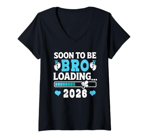 Damen Zukünftiger Bruder Soon to BE BRO 2026 Loading Brüder T-Shirt mit V-Ausschnitt Damen Zukünftiger Bruder Soon to BE BRO 2026 Loading Brüder T-Shirt mit V-Ausschnitt von Neues Baby Geschenk Nachwuchs T-Shirt Familie Set