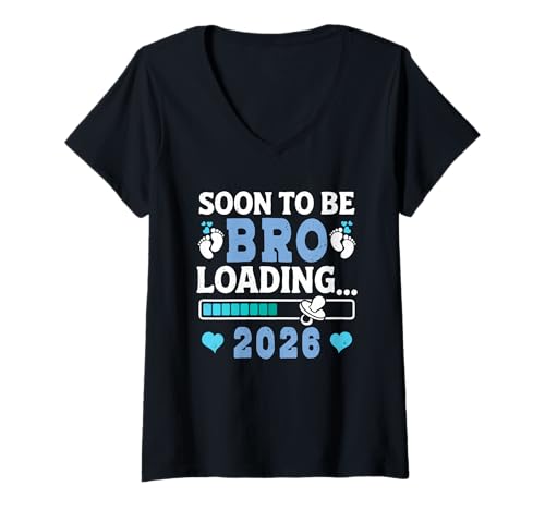 Damen Zukünftiger Bruder Soon to BE BRO 2026 Loading Brüder T-Shirt mit V-Ausschnitt Damen Zukünftiger Bruder Soon to BE BRO 2026 Loading Brüder T-Shirt mit V-Ausschnitt von Neues Baby Geschenk Nachwuchs T-Shirt Familie Set