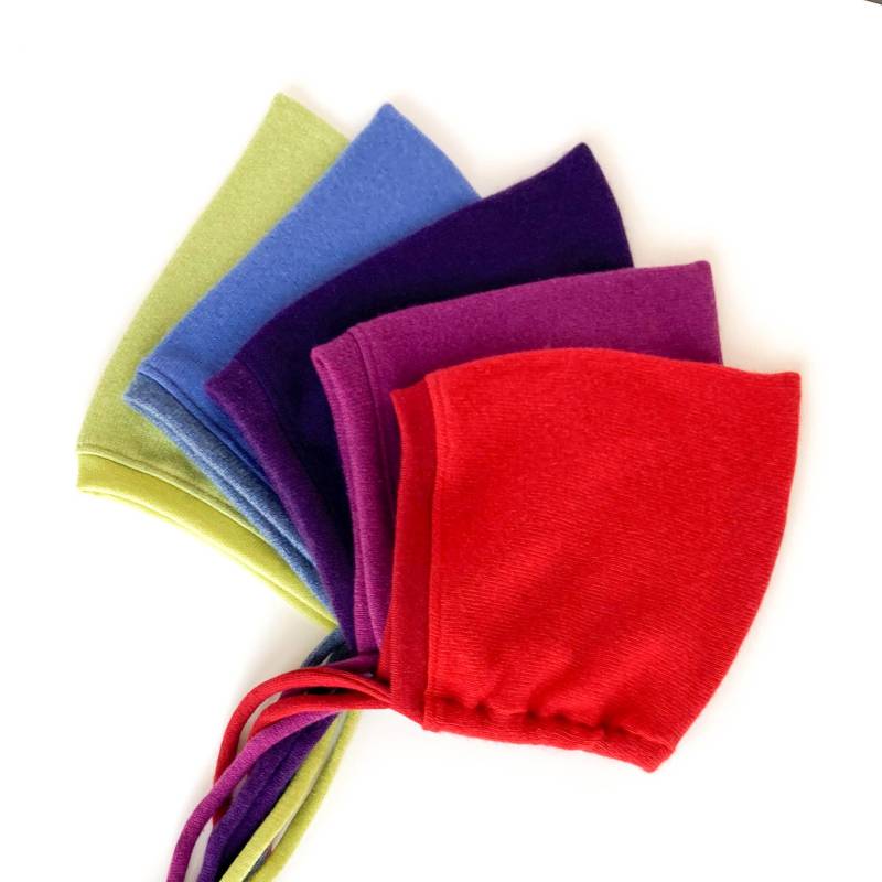 Bindemütze Ku 50 - 52 cm/Upcycling Kaschmirmütze Für Kinder Ab 2 Jahre Kindermütze Mit Band Hellgrün Kornblumenblau Violett Fuchsia Rot von NeuesAusAltemGewand