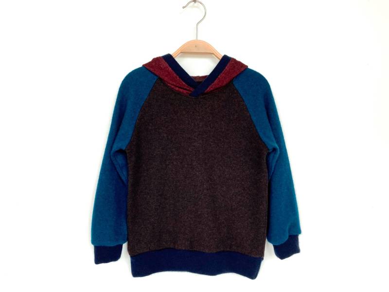 Kapuzenpullover 104/110 Dunkelbraun Petrol Weinrot Dunkelblau 100% Kaschmir/Upcycling Strickhoodie Kaschmirpullover Für Kinder Unikat von NeuesAusAltemGewand
