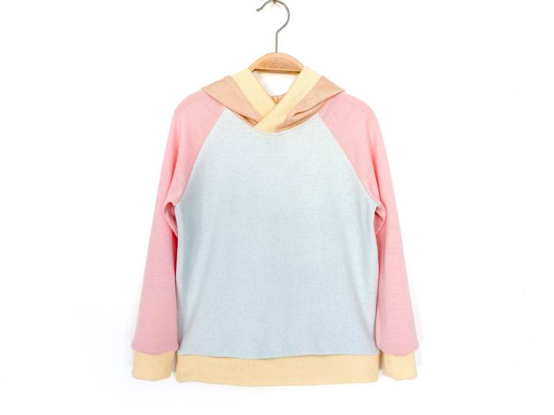 Kapuzenpullover Größe 116 Pastell 100% Merinowolle/Upcycling Wollpullover Für Kinder Kinderpullover Mit Kapuze Bunter Wollhoodie von NeuesAusAltemGewand