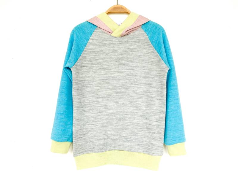 Kapuzenpullover Größe 146 Grau Türkis Rosa Hellgrün 100% Merinowolle/Upcycling Hoodie Für Kinder Merinowollpullover Pastellfarben von NeuesAusAltemGewand