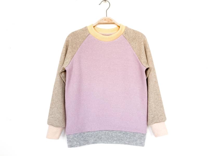 Kaschmirpullover 140 Helllila Beige/Upcycling Kinderpullover Aus Kaschmir + Seide Heller Raglanpullover Für Kinder 9 Jahre Unikat von NeuesAusAltemGewand