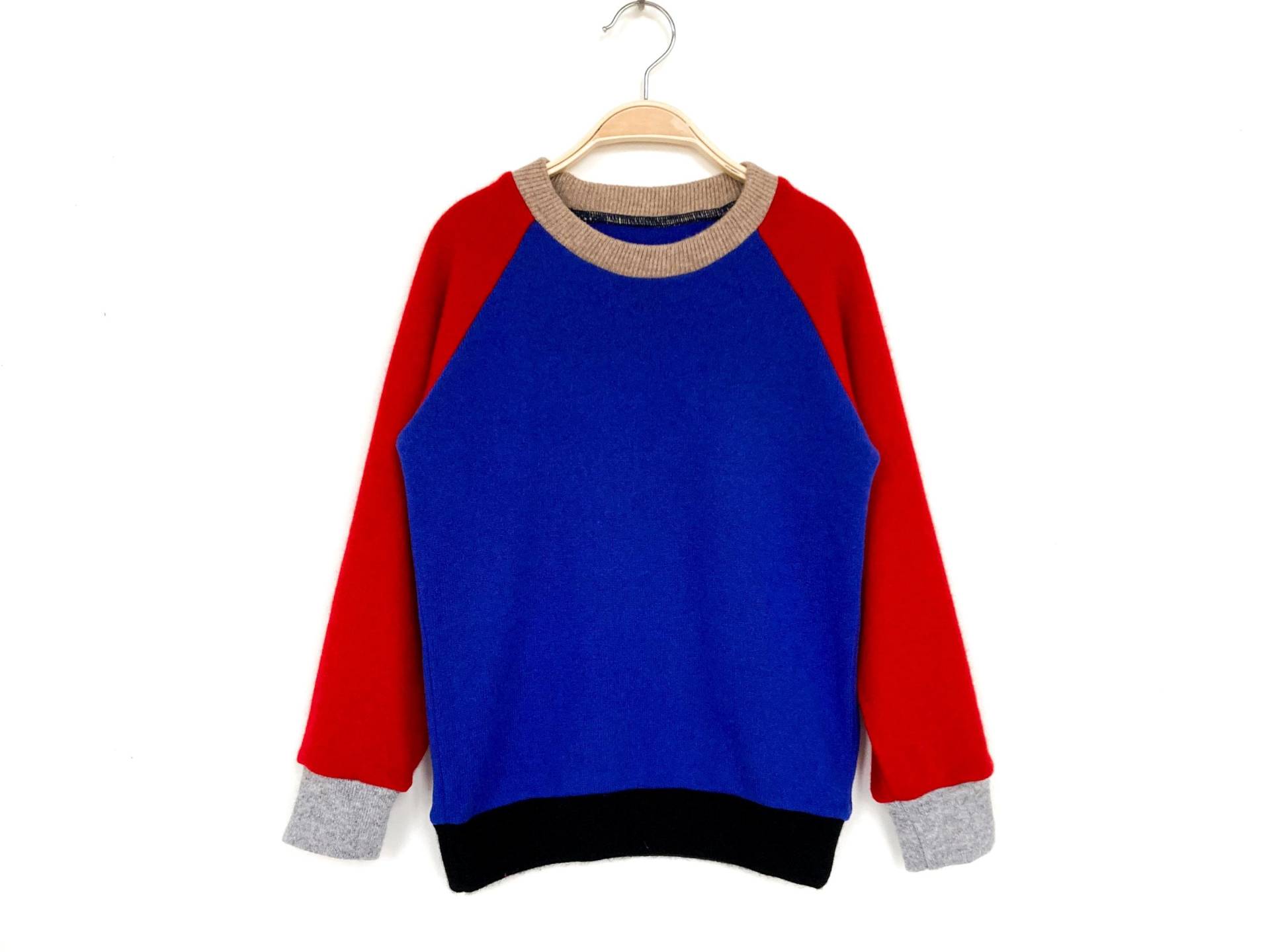 Kaschmirpullover Größe 128/134 - Upcycling Kinderpullover 100% Kaschmir Colorblockpullover Bunter Wollpullover Für Kinder 8 Jahre von NeuesAusAltemGewand