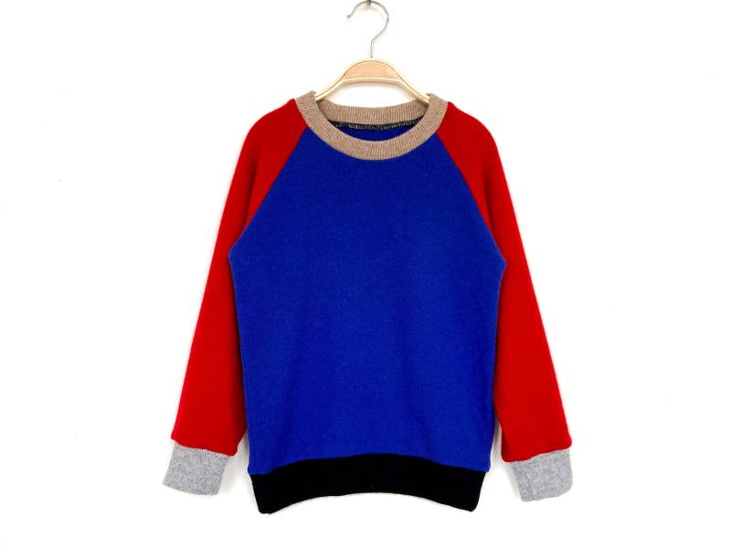 Kaschmirpullover Größe 128/134 - Upcycling Kinderpullover 100% Kaschmir Colorblockpullover Bunter Wollpullover Für Kinder 8 Jahre von NeuesAusAltemGewand