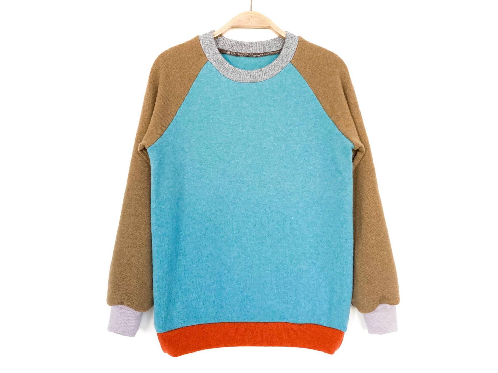 Kaschmirpullover Größe 152 - Bunte Upcycling Kinderpullover Aus 100% Kaschmir Colorblockpullover Für Kinder/Warmer Raglanpullover von NeuesAusAltemGewand