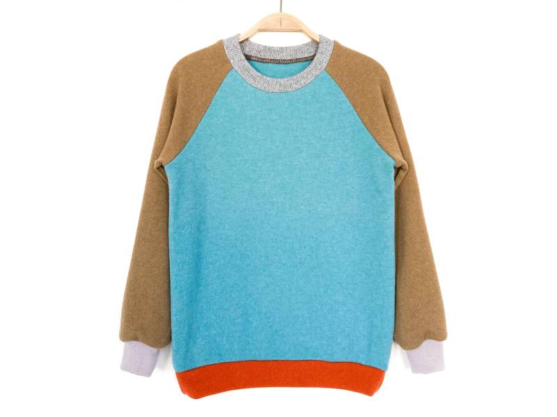 Kaschmirpullover Größe 152 - Bunte Upcycling Kinderpullover Aus 100% Kaschmir Colorblockpullover Für Kinder/Warmer Raglanpullover von NeuesAusAltemGewand