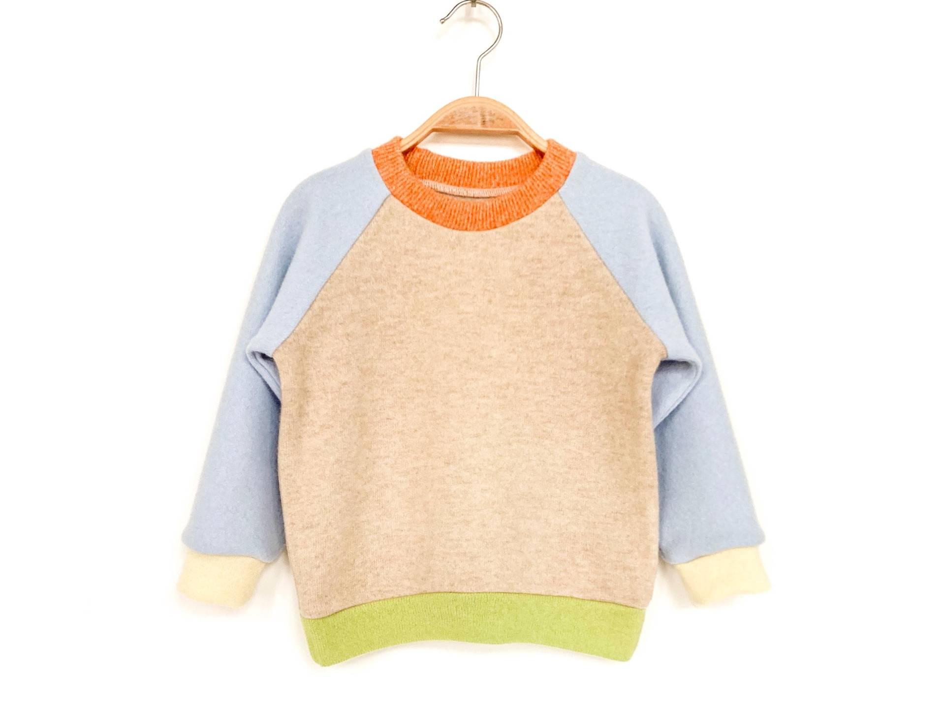 Kaschmirpullover Größe 98/Upcycling Kinderpullover Aus Kaschmir Colorblock Pullover Für Kinder 3 Jahre Raglanpullover von NeuesAusAltemGewand