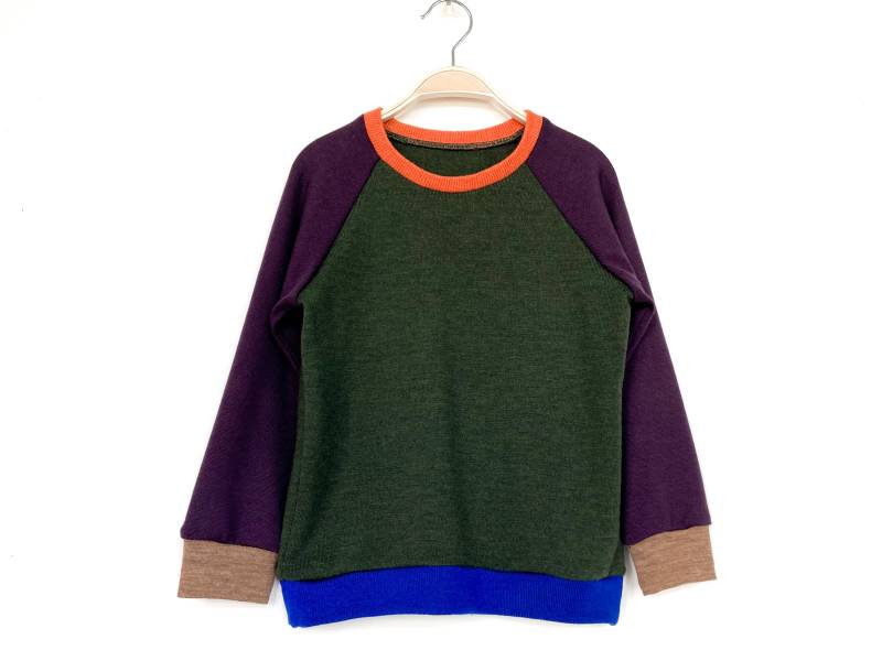 Wollpullover Größe 116 in Farbvarianten 100% Merinowolle/Upcycling Kinderpullover Colorblockpullover Nachhaltige Bunte Merinopullis von NeuesAusAltemGewand