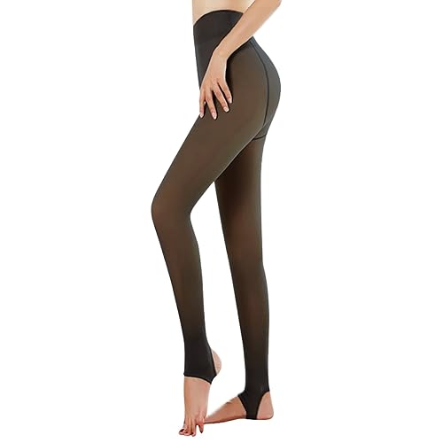 Neufigr Winter Warme Strumpfhose,Gefüttert Fleece Leggings,Damen Thermo Strumpfhosen,Hautfarbe Dicke Thermostrumpfhosen für Damen (02-Schwarz,Dicke,L-XL) von Neufigr