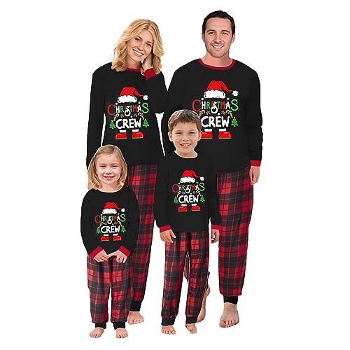 Neufigr Weihnachtspyjama Familie Set,Weihnachts Pyjama Outfit,Christmas Pyjama Set,Familie Weihnachten Schlafanzug,Matching Pyjamas Couple,Schlafanzüge für Kinder (54(C)- Schwarz,10 Jahre) von Neufigr