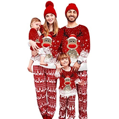 Neufigr Weihnachtspyjama Familie Set,Weihnachts Pyjama Outfit,Christmas Pyjama Set,Familie Weihnachten Schlafanzug,Matching Pyjamas Couple,Weihnachtsschlafanzüge für Herren (01- Rot,L) von Neufigr