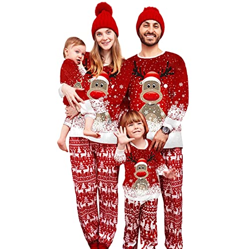 Neufigr Weihnachtspyjama Familie Set,Weihnachts Pyjama Outfit,Christmas Pyjama Set,Familie Weihnachten Schlafanzug,Matching Pyjamas Couple,Weihnachtsschlafanzüge für Herren (01- Rot,M) von Neufigr