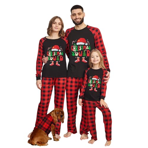 Neufigr Weihnachtspyjama Familie Set,Weihnachts Pyjama,Weihnachten Schlafanzug Familie,Matching Christmas Pyjama,Weihnachts Schlafanzug für Herren (L,32- Schwarz Rot) von Neufigr