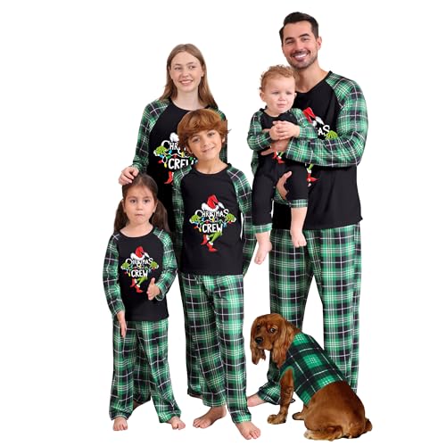 Neufigr Weihnachtspyjama Familie Set,Weihnachts Pyjama,Weihnachten Schlafanzug Familie,Matching Christmas Pyjama,Weihnachts Schlafanzug für Herren (XXL,10- Schwarz Grün) von Neufigr