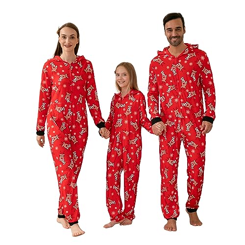 Neufigr Weihnachtspyjama Familie Set,Familien Weihnachtspyjama,Christmas Pyjama Set,Familie Weihnachten Outfit,Matching Pyjamas Couple,Weihnachts Schlafanzug für Herren (14 (A)- Rot,XL) von Neufigr