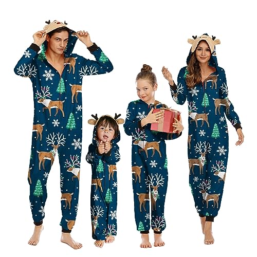 Neufigr Weihnachtspyjama Familie Set,Familien Weihnachtspyjama,Christmas Pyjama Set,Familie Weihnachten Outfit,Matching Pyjamas Couple,Weihnachts Schlafanzug für Damen (60 (A)- Blau,S) von Neufigr