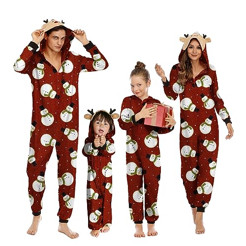 Neufigr Weihnachtspyjama Familie Set,Familien Weihnachtspyjama,Christmas Pyjama Set,Familie Weihnachten Outfit,Matching Pyjamas Couple,Weihnachts Schlafanzug für Damen (60 (C)- Rot,M) von Neufigr