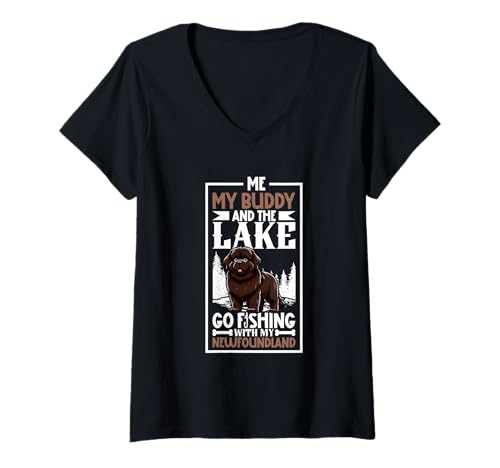 Damen Angeln und Neufundländer T-Shirt mit V-Ausschnitt Damen Angeln und Neufundländer T-Shirt mit V-Ausschnitt von Neufundländer Designs