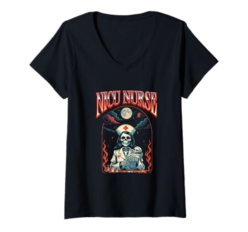 Damen NICU Krankenschwester Tarot Halloween T-Shirt mit V-Ausschnitt Damen NICU Krankenschwester Tarot Halloween T-Shirt mit V-Ausschnitt von Neugeborenen Intensivstation