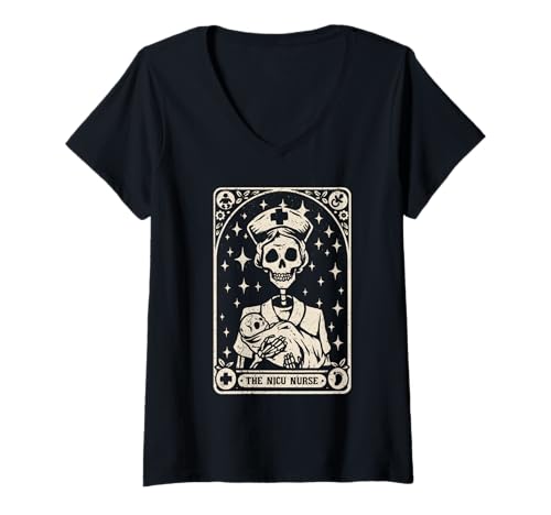 Damen NICU Krankenschwester Tarot Karte T-Shirt mit V-Ausschnitt Damen NICU Krankenschwester Tarot Karte T-Shirt mit V-Ausschnitt von Neugeborenen Intensivstation