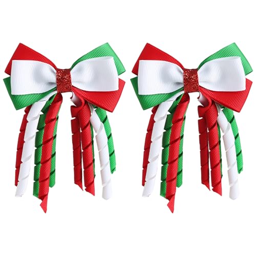 2 x gelockte Weihnachtsschleifen-Clips 7,6 cm für Damen und Mädchen, Party-Haar-Accessoire von Neujiwo