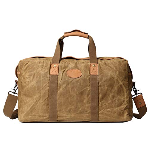 Neuleben Reisetasche 45L Weekender Wasserdicht Gewachst Canvas Groß Handgepäck Herren Damen für Reise Urlaub (Khaki) von Neuleben