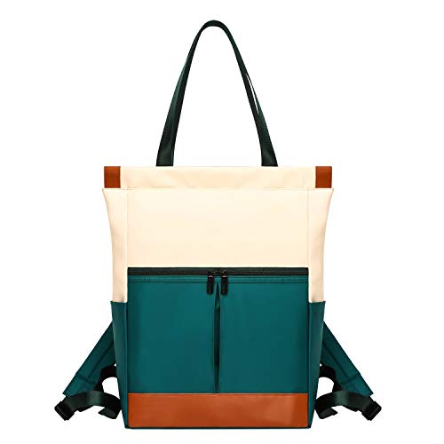 Neuleben Rucksack Tasche 2 in 1 für Damen Mädchen Daypack Umhängetasche Schulrucksack Handtasche mit Anti Diebstahl Wasserabweisend Laptopfach Rucksäcke für Alltag Schule Arbeit Reise (Grün) von Neuleben