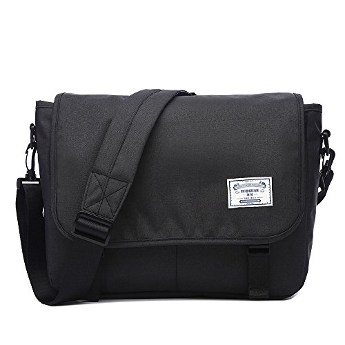 Neuleben Schultertasche Herren Damen Wasserabweisend Leicht Umhängetasche Messenger Bag passt 13.3 Zoll Laptop für Schule Fahrrad Freizeit (Schwarz) von Neuleben