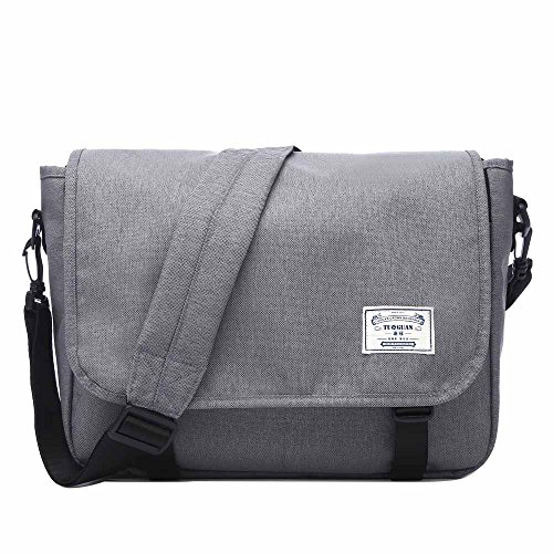 Neuleben Schultertasche Herren Damen Wasserabweisend Leicht Umhängetasche Messenger Bag passt 13.3 Zoll Laptop für Schule Fahrrad Freizeit (Grau) von Neuleben