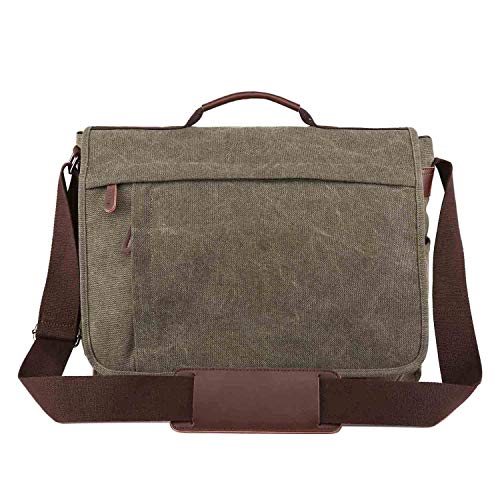 Neuleben Vintage Groß Umhängetasche Schultertasche 17 Zoll Laptoptasche Canvas Messenger Bag Damen Herren (Grün) von Neuleben