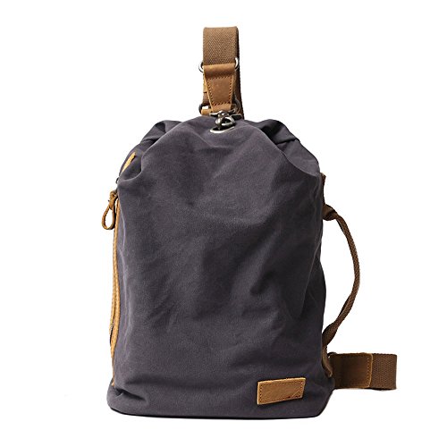 Neuleben Vintage Sling Rucksack Schulterrucksack Canvas Daypack Brusttasche Retro Schultertasche Klein Damen Herren für Reise Outdoor Sport Freizeit (Dunkelgrau) von Neuleben